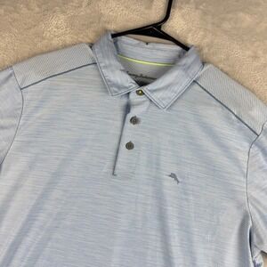 Tommy Bahama Islandzone Polo Shirt Mens Large Blue Performance Tech Stretch
